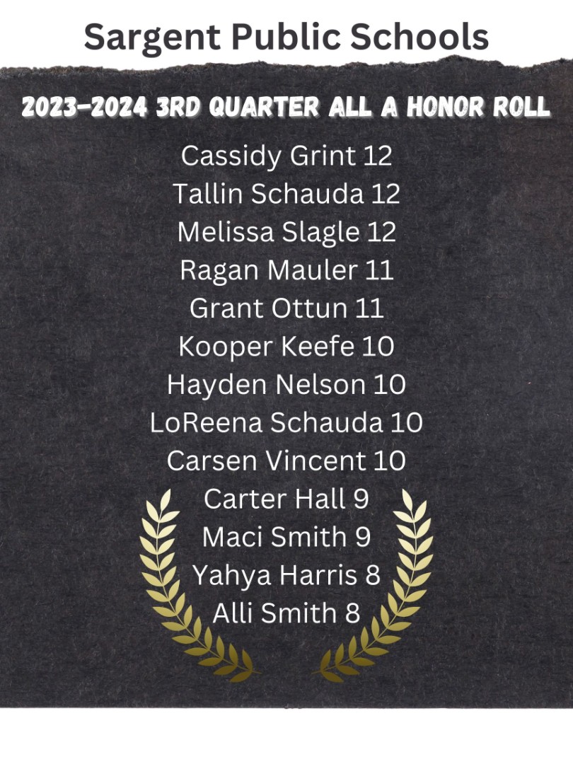 Sargent Public Schools - 3rd Quarter Honor Roll