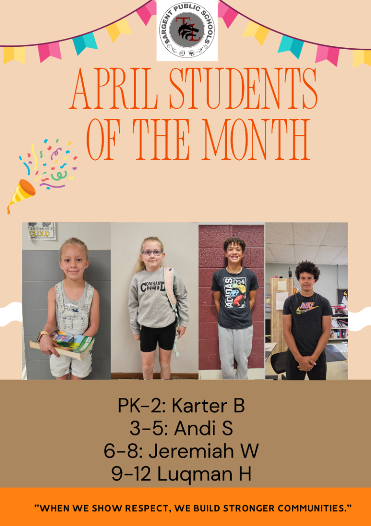 Sargent Public Schools - Students of the Month