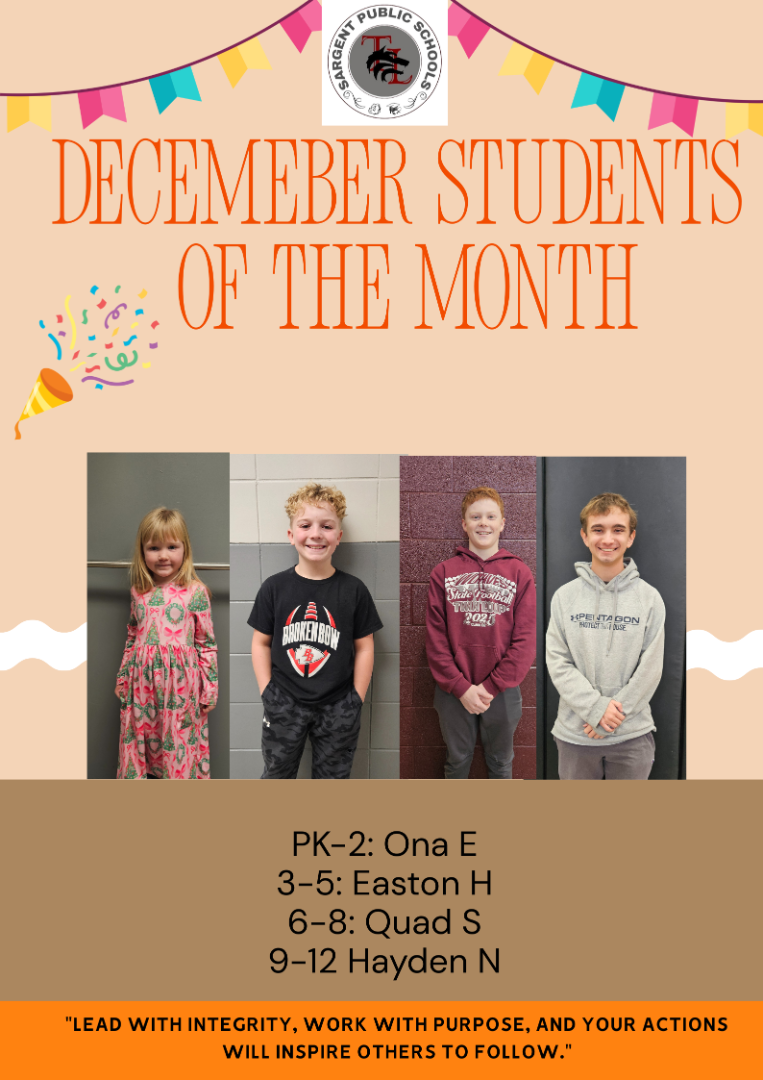 Sargent Public Schools - Students of the Month