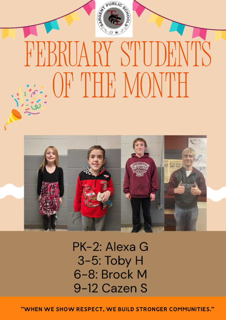 Sargent Public Schools - Students of the Month