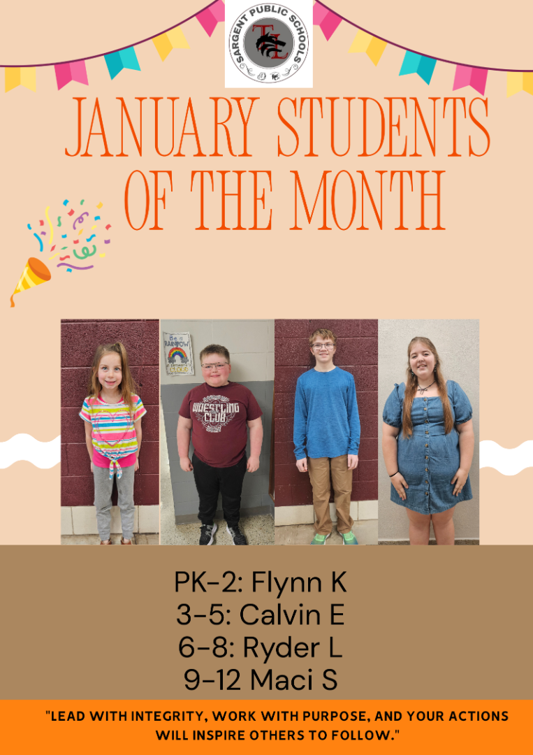 Sargent Public Schools - Students of the Month