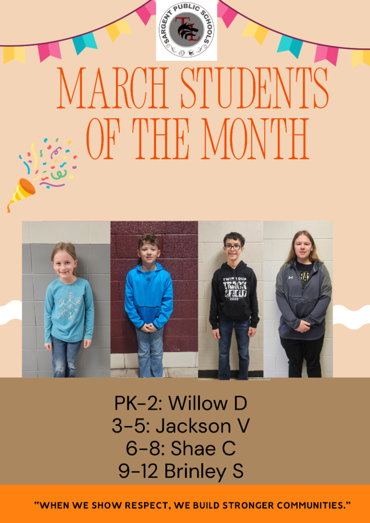 Sargent Public Schools - Students of the Month