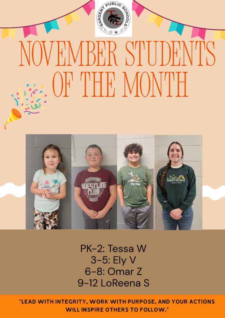 Sargent Public Schools - Students of the Month